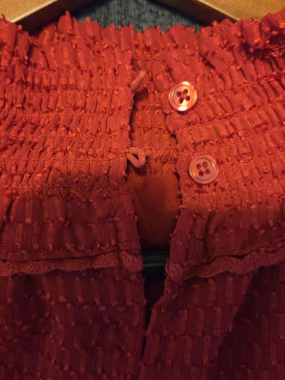 Zac & Rachel Red Ruffle Mock-Neck Blouse - Picture 3 of 4